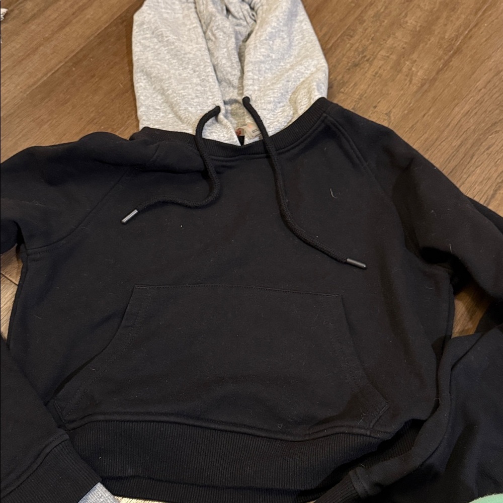 2 Mono B cropped hoodies tan and black size s and m